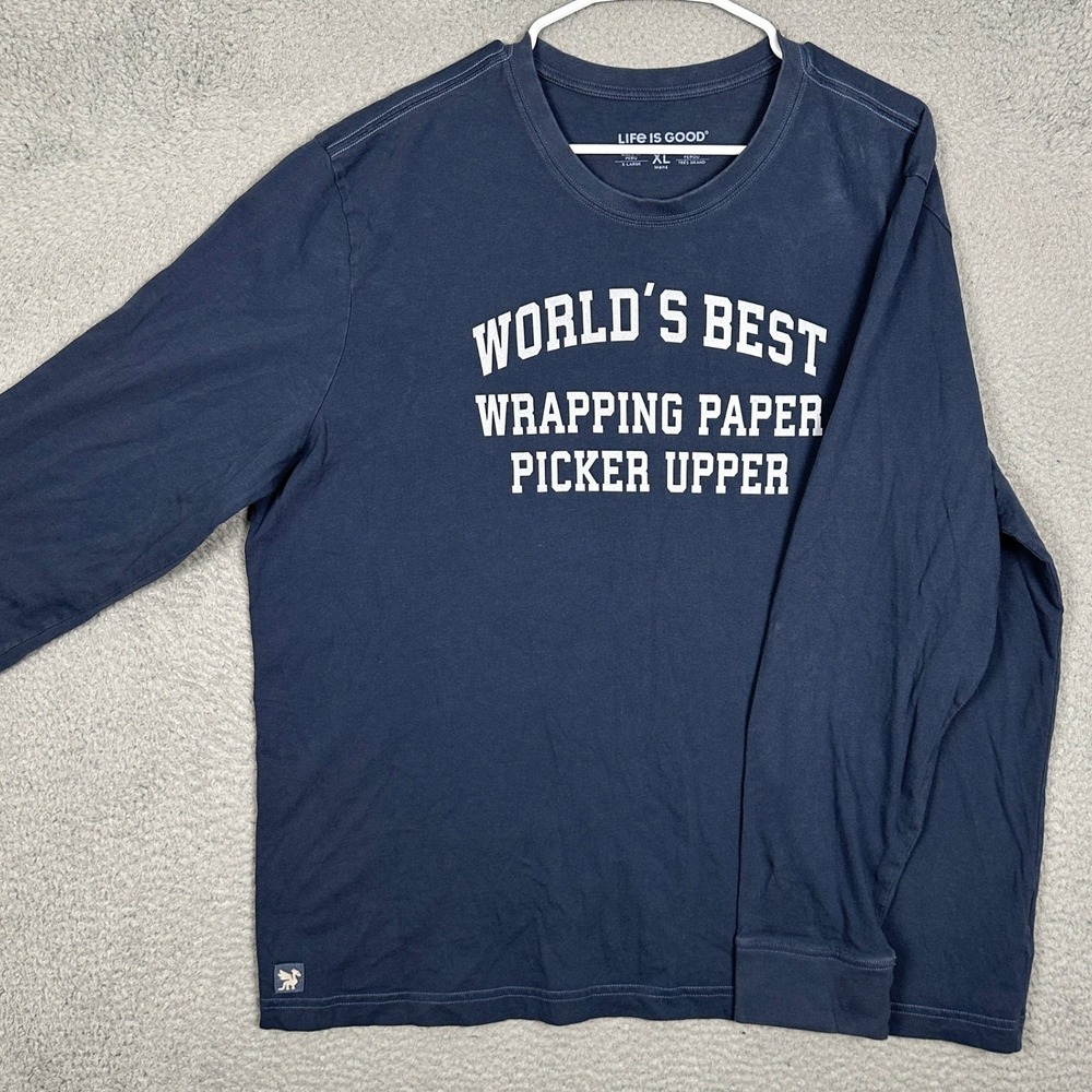 Life is Good T-Shirt Mens XL Crusher Navy Blue Casual Crewneck Long Sleeve Tee